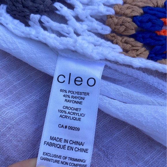 Cleo Multi-Colour Long Crochet Trim Kimono Womens White Size S - Picture 6 of 9